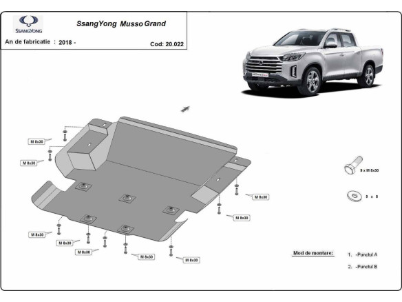 Stahl Unterfahrschutz für Motor Ssangyong Musso Grand (2018-2026) EANSsangYong