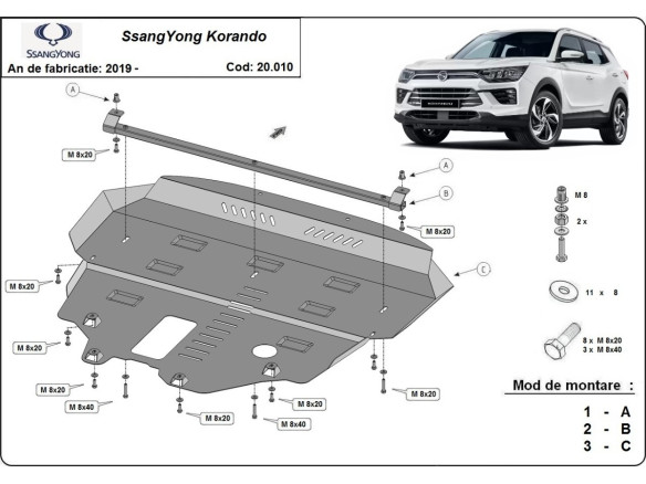 Stahl Unterfahrschutz für Motor SsangYong Korando (2019-2026) EANSsangYong Korando