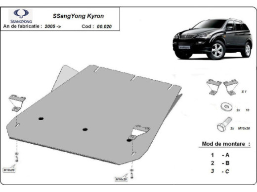 Stahl Unterfahrschutz für Getriebe SsangYong Kyron (2005-2014) EANSsangYong