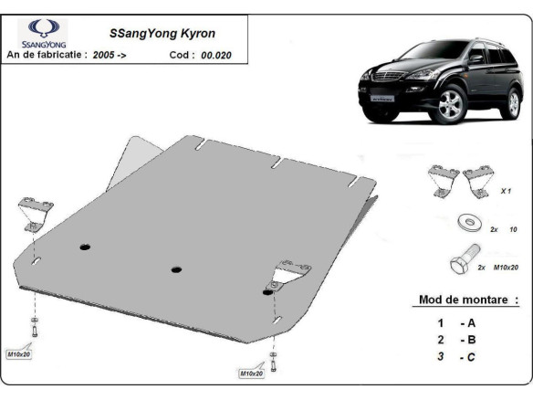 Stahl Unterfahrschutz für Getriebe SsangYong Kyron (2005-2014) EANSsangYong