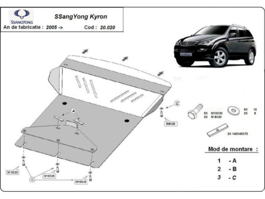 Stahl Unterfahrschutz für Motor SsangYong Kyron (2005-2014) EANSsangYong