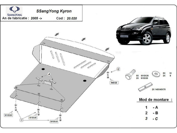 Stahl Unterfahrschutz für Motor SsangYong Kyron (2005-2014) EANSsangYong