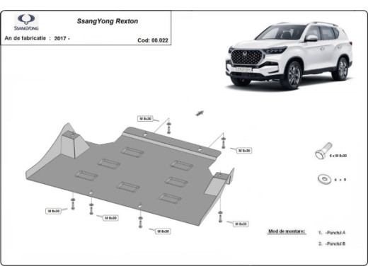 Stahl Unterfahrschutz für Getriebe SsangYong Rexton (2017-2026) EANSsangYong