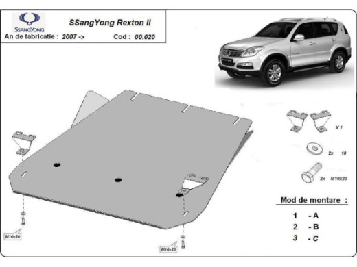 Stahl Unterfahrschutz für Getriebe SsangYong Rexton 2 (2007-2017) EANSsangYong