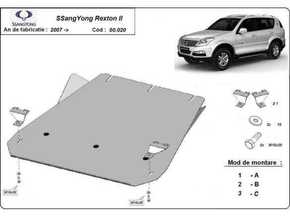 Stahl Unterfahrschutz für Getriebe SsangYong Rexton 2 (2007-2017) EANSsangYong