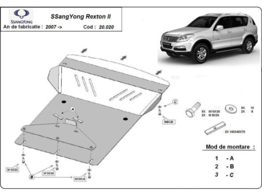 Stahl Unterfahrschutz für Motor SsangYong Rexton 2 (2007-2017) EANSsangYong