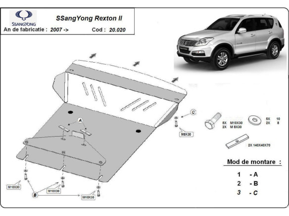 Stahl Unterfahrschutz für Motor SsangYong Rexton 2 (2007-2017) EANSsangYong