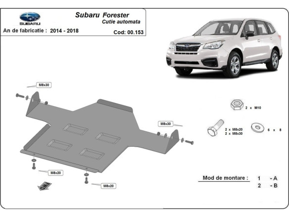 Stahl Unterfahrschutz für Getriebe Subaru Forester 4 - Automatikgetriebe (2014-2018) EANSubaru Forester