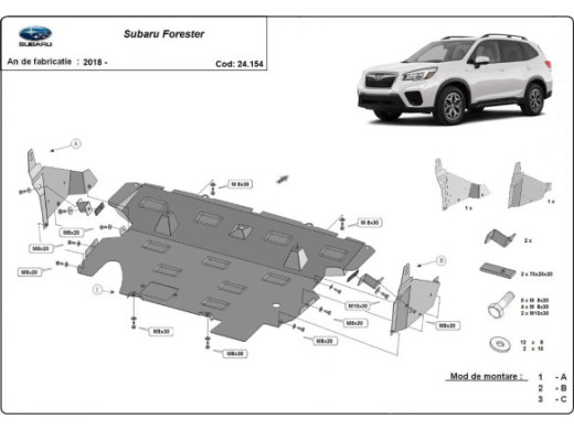 Stahl Unterfahrschutz für Motor Subaru Forester 5 (2018-2024) EANSubaru Forester