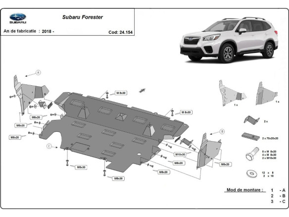 Stahl Unterfahrschutz für Motor Subaru Forester 5 (2018-2024) EANSubaru Forester