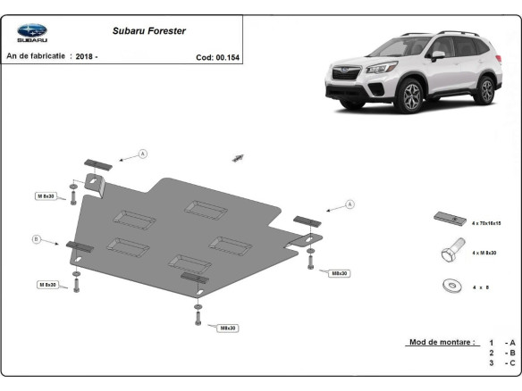 Stahl Unterfahrschutz für Getriebe Subaru Forester 5 (2018-2024) EANSubaru Forester