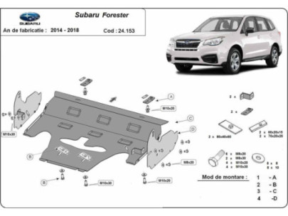 Stahl Unterfahrschutz für Motor Subaru Forester 2 (2002-2008) EANSubaru Forester 2