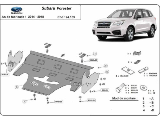 Stahl Unterfahrschutz für Motor Subaru Forester 4 (2014-2018) EANSubaru Forester
