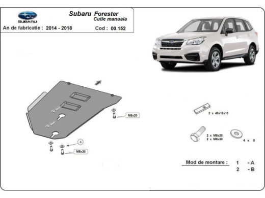 Stahl Unterfahrschutz für Getriebe Subaru Forester 4 - Schaltgetriebe (2014-2018) EANSubaru Forester