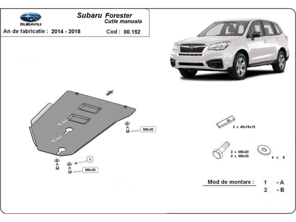 Stahl Unterfahrschutz für Getriebe Subaru Forester 4 - Schaltgetriebe (2014-2018) EANSubaru Forester