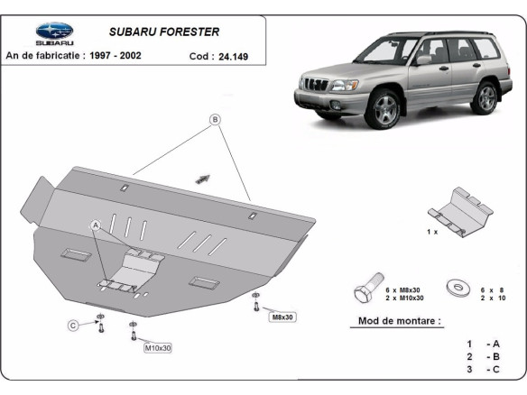 Stahl Unterfahrschutz für Motor Subaru Forester 1 (1997-2002) EANSubaru Forester