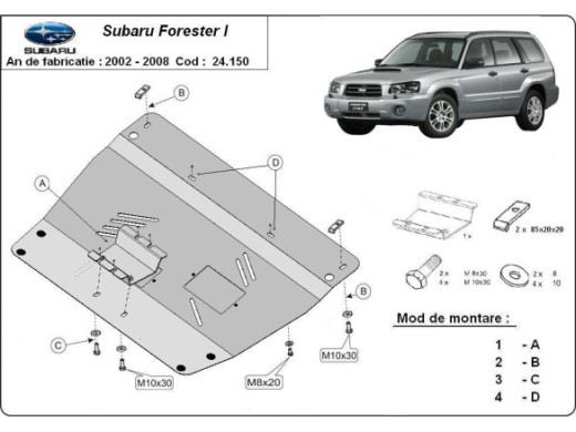 Stahl Unterfahrschutz für Motor Subaru Forester 2 (2002-2008) EANSubaru Forester