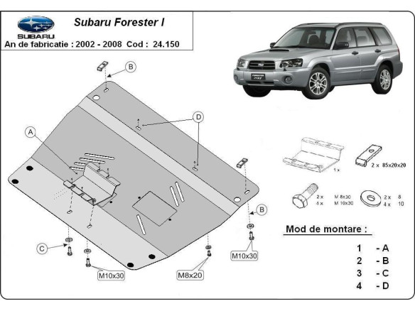 Stahl Unterfahrschutz für Motor Subaru Forester 2 (2002-2008) EANSubaru Forester