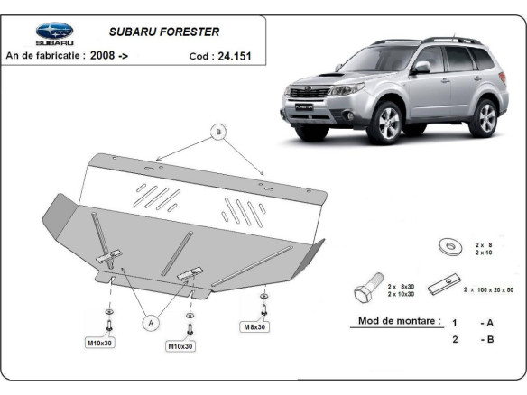 Stahl Unterfahrschutz für Motor Subaru Forester 3 (2008-2013) EANSubaru Forester