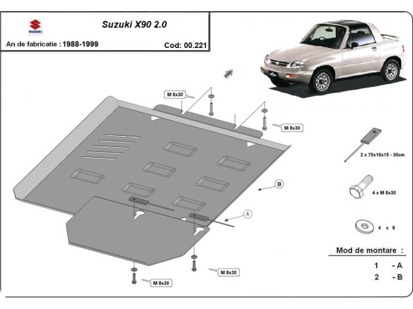 Stahl Unterfahrschutz für Getriebe Suzuki X90 2.0 (1988-1999) EANSuzuki X90