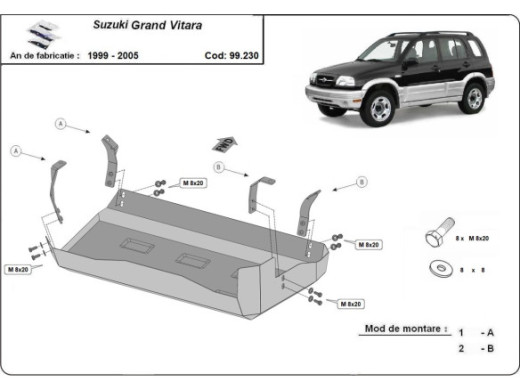 Stahl Unterfahrschutz für Kraftstofftank Suzuki Grand Vitara (1999-2005) EANSuzuki Grand Vitara