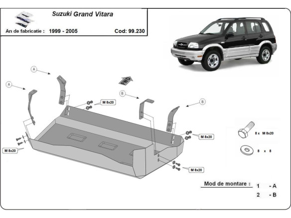 Stahl Unterfahrschutz für Kraftstofftank Suzuki Grand Vitara (1999-2005) EANSuzuki Grand Vitara