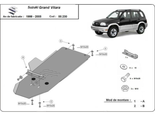 Stahl Unterfahrschutz für Getriebe Suzuki Grand Vitara (1999-2005) EANSuzuki Grand Vitara