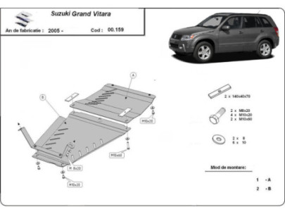 Stahl Unterfahrschutz für Motor Suzuki Grand Vitara 2 (2005-2019) EANSuzuki Grand Vitara 2