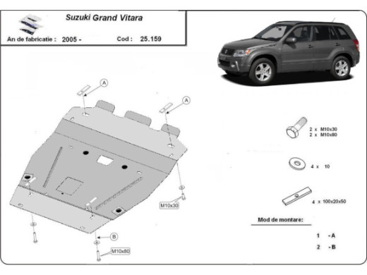 Stahl Unterfahrschutz für Motor Suzuki Grand Vitara 2 (2005-2019) EANSuzuki Grand Vitara