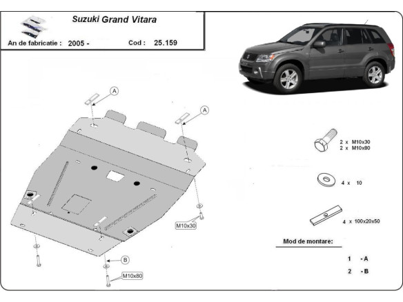Stahl Unterfahrschutz für Motor Suzuki Grand Vitara 2 (2005-2019) EANSuzuki Grand Vitara