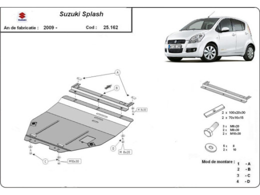 Stahl Unterfahrschutz für Motor Suzuki Splash an (2009-2016) EANSuzuki