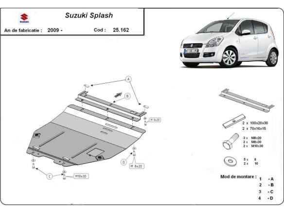 Stahl Unterfahrschutz für Motor Suzuki Splash an (2009-2016) EANSuzuki