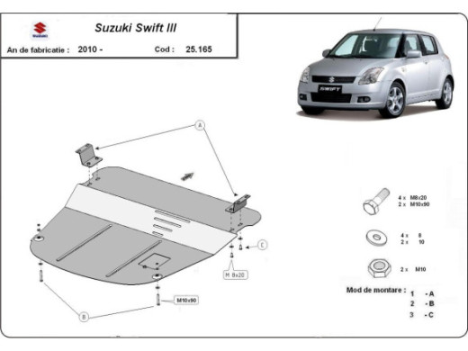 Stahl Unterfahrschutz für Motor Suzuki Swift 3 (2010-2017) EANSuzuki Swift
