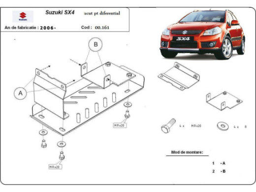 Stahl Unterfahrschutz für Differential Suzuki SX 4WD (2006-2013) EANSuzuki SX 4