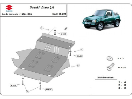 Stahl Unterfahrschutz für Motor Suzuki Vitara 2.0 (1988-1999) EANSuzuki