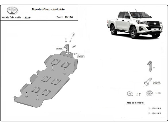 Stahl Unterfahrschutz für Treibstofftank Toyota Hilux Invincible (2021-2026) EANToyota