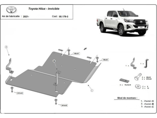 Stahl Unterfahrschutz für Differential Toyota Hilux Invincible (2021-2026) EANToyota Hilux Invincible