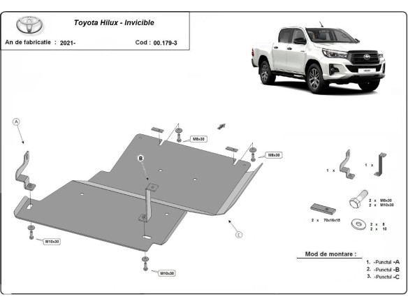 Stahl Unterfahrschutz für Differential Toyota Hilux Invincible (2021-2026) EANToyota Hilux Invincible