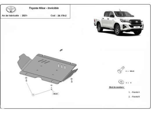 Stahl Unterfahrschutz für Motor Toyota Hilux Invincible (2021-2026) EANToyota