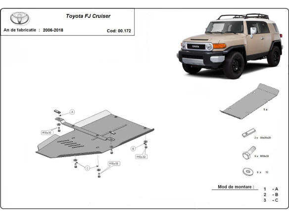 Stahl Unterfahrschutz für Getriebe Toyota Fj Cruiser (2006-2018) EANToyota