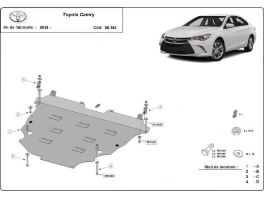 Stahl Unterfahrschutz für Motor Toyota Camry (2018-2026) EANToyota