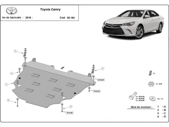 Stahl Unterfahrschutz für Motor Toyota Camry (2018-2026) EANToyota