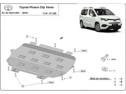 Stahl Unterfahrschutz für Motor Toyota Proace Verso (2020-2026) EANToyota Proace