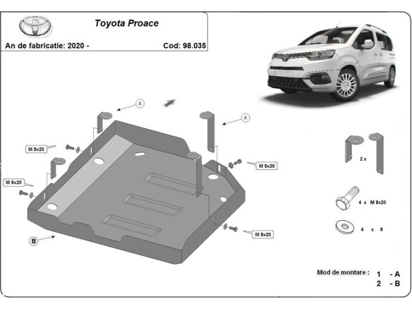Stahl Unterfahrschutz für AdBluetank Toyota Proace (2020-2026) EANToyota