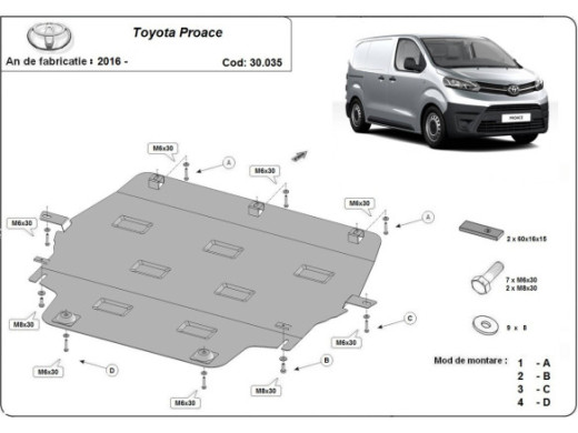 Stahl Unterfahrschutz für Motor Toyota Proace (2016-2026) EANToyota