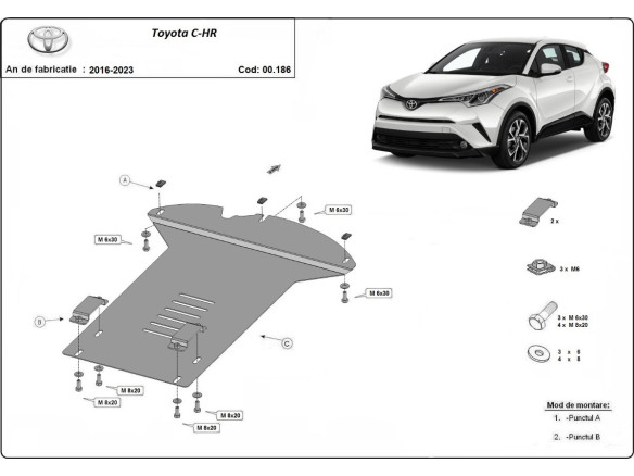 Stahl Unterfahrschutz für Katalysator Toyota C-HR (2016-2023) EANToyota C-HR