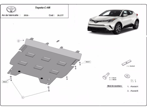 Stahl Unterfahrschutz für Motor Toyota C-HR (2016-2023) EANToyota C-HR