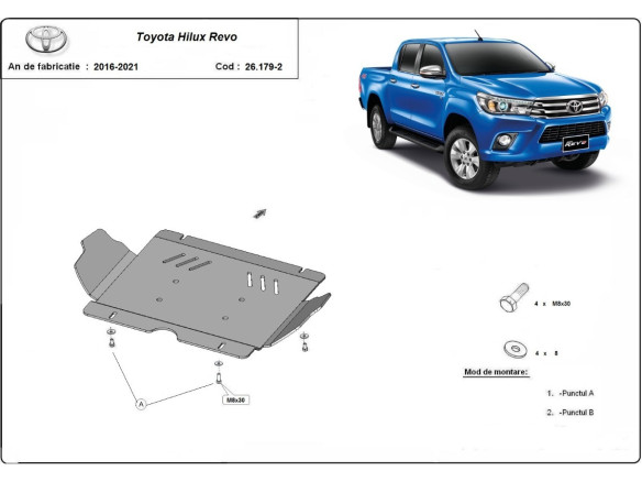 Stahl Unterfahrschutz für Motor Toyota Hilux Revo (2016-2026) EANToyota Hilux Revo