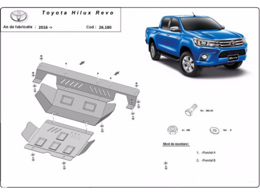 Stahl Unterfahrschutz für Motor, Kühler Toyota Hilux Revo (2016-2026) EANToyota Hilux Revo