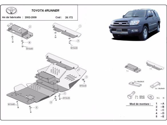 Stahl Unterfahrschutz für Motor Toyota 4Runner (2002-2009) EANToyota 4Runner